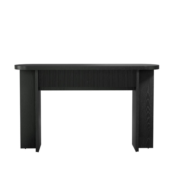English Elm Omchom Fluted Console Table with Two Drawers Mid Century Entryway Sofa Accent Black B2764P518738