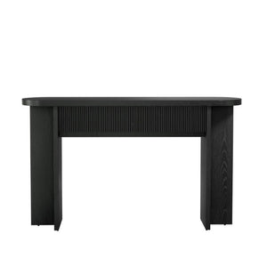 English Elm Omchom 55 Inch Fluted Console Table with Drawers Mid Century Entryway Sofa Black B2764P518738