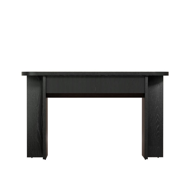 English Elm Omchom Fluted Console Table with Two Drawers Mid Century Entryway Sofa Accent Black B2764P518738