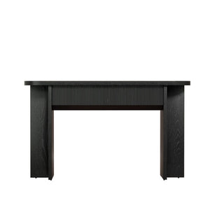 English Elm Omchom 55 Inch Fluted Console Table with Drawers Mid Century Entryway Sofa Black B2764P518738