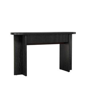 English Elm Omchom 55 Inch Fluted Console Table with Drawers Mid Century Entryway Sofa Black B2764P518738