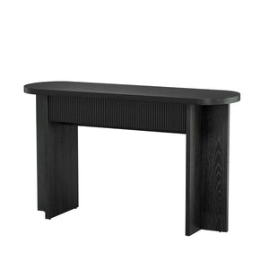 English Elm Omchom Fluted Console Table with Two Drawers Mid Century Entryway Sofa Accent Black B2764P518738