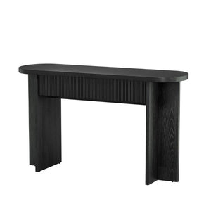English Elm Omchom 55 Inch Fluted Console Table with Drawers Mid Century Entryway Sofa Black B2764P518738