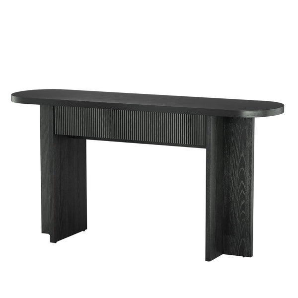 English Elm Omchom Fluted Console Table with Two Drawers Mid Century Entryway Sofa Accent Black B2764P518739