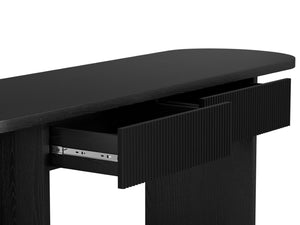 English Elm Omchom Fluted Console Table with Two Drawers Mid Century Entryway Sofa Accent Black B2764P518739
