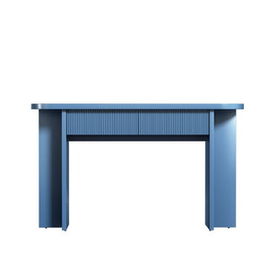 English Elm Omchom 55 Inch Fluted Console Table with Drawers Mid Century Entryway Sofa Blue B2764P518740