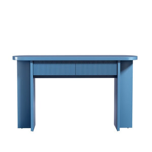English Elm Omchom 55 Inch Fluted Console Table with Drawers Mid Century Entryway Sofa Blue B2764P518740