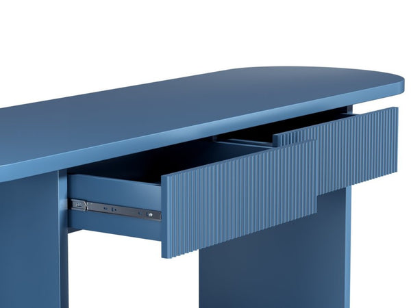 English Elm Omchom Fluted Console Table with Two Drawers Mid Century Entryway Sofa Accent Blue B2764P518741