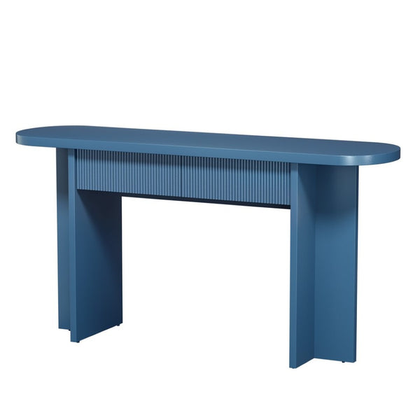 English Elm Omchom Fluted Console Table with Two Drawers Mid Century Entryway Sofa Accent Blue B2764P518741