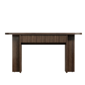 English Elm Omchom Fluted Console Table with Two Drawers Mid Century Entryway Sofa Accent Brown B2764P518743
