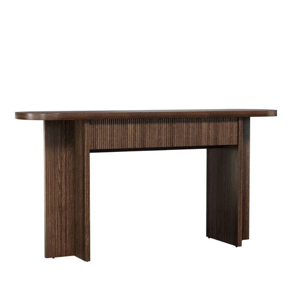 English Elm Omchom Fluted Console Table with Two Drawers Mid Century Entryway Sofa Accent Brown B2764P518743