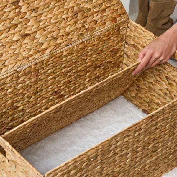 English Elm Ludmila Woven Water Hyacinth Storage Trunk Bohemian Coastal Organizer for Any Room B2765P523545