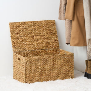 English Elm Ludmila Woven Water Hyacinth Storage Trunk Bohemian Coastal Organizer for Any Room B2765P523545