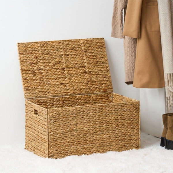 English Elm Ludmila Woven Water Hyacinth Storage Trunk Bohemian Coastal Organizer for Any Room B2765P523545