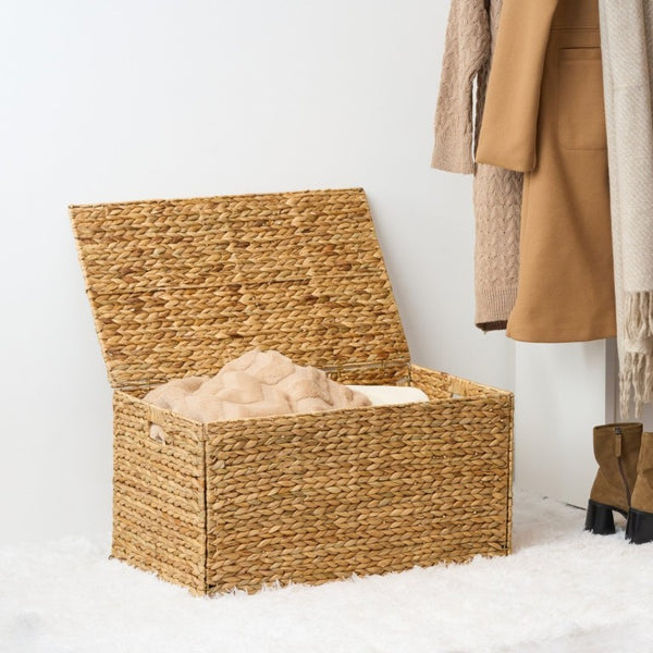 English Elm Ludmila Woven Water Hyacinth Storage Trunk Bohemian Coastal Organizer for Any Room B2765P523545