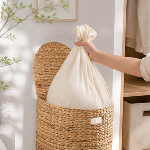 English Elm Ludmila Hand Woven Water Hyacinth Laundry Hamper Flat Back Wall Hugging Natural B2765P523547