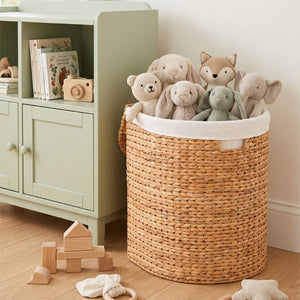 English Elm Ludmila Hand Woven Water Hyacinth Laundry Hamper Flat Back Wall Hugging Natural B2765P523547