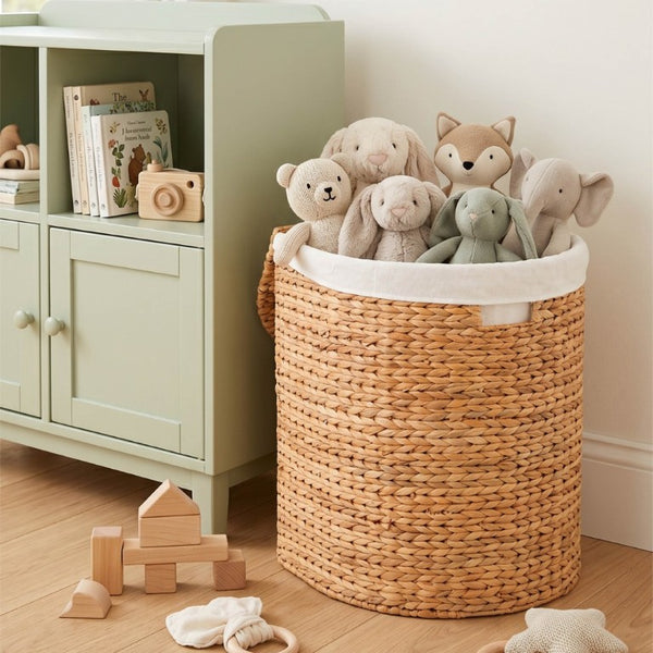 English Elm Ludmila Hand Woven Water Hyacinth Laundry Hamper Flat Back Wall Hugging Natural B2765P523547