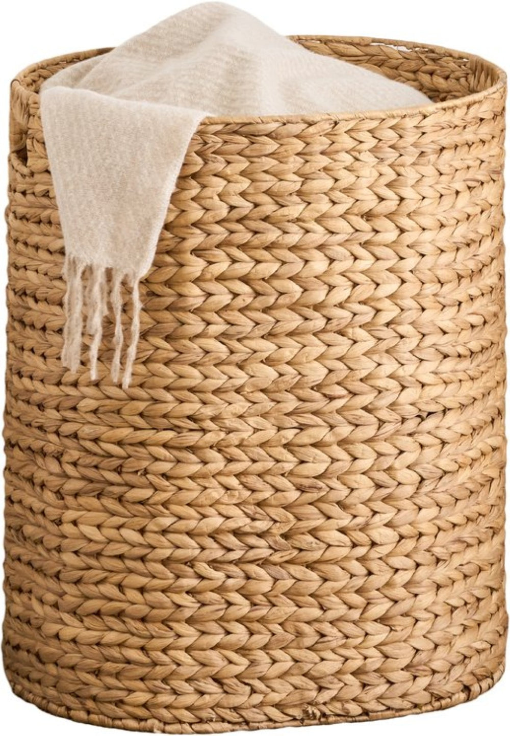 English Elm Ludmila Handwoven Water Hyacinth Oval Hamper Breathable Sustainable Laundry Storage B2765P523548