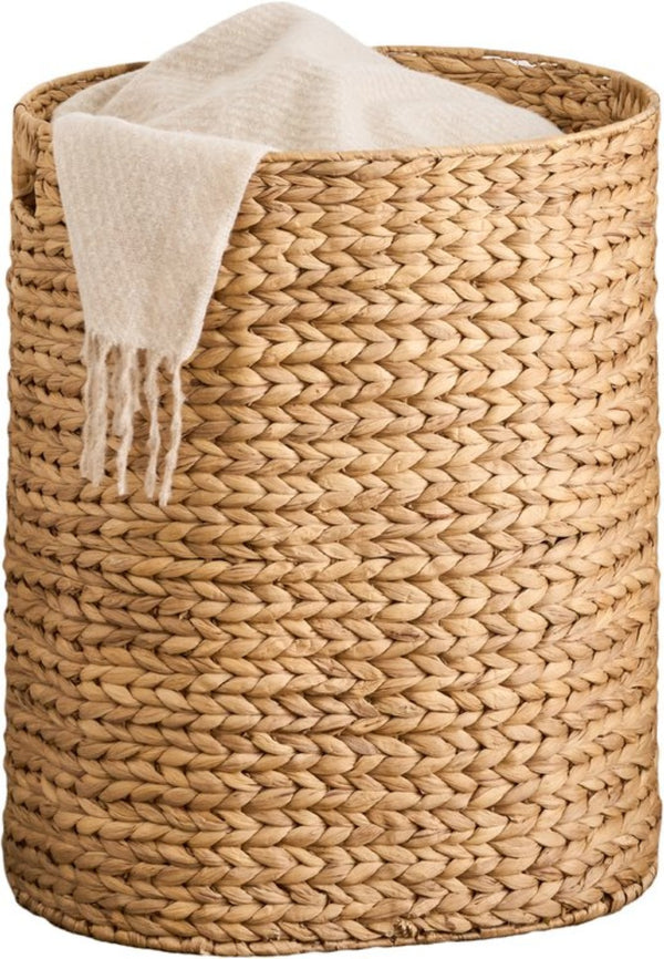 English Elm Ludmila Handwoven Water Hyacinth Oval Hamper Breathable Sustainable Laundry Storage B2765P523548