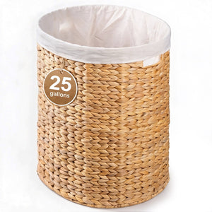 English Elm Ludmila Handwoven Water Hyacinth Oval Hamper Breathable Sustainable Laundry Storage B2765P523548