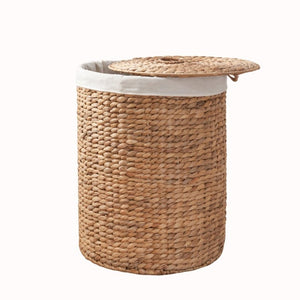 English Elm Ludmilla Water Hyacinth Woven Hamper with Lid Removable Liner Bohemian Storage B2765P523549
