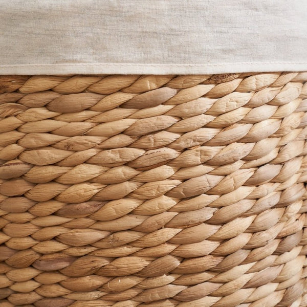 English Elm Ludmilla Water Hyacinth Woven Hamper with Lid Removable Liner Bohemian Storage B2765P523549