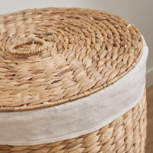 English Elm Ludmilla Water Hyacinth Woven Hamper with Lid Removable Liner Bohemian Storage B2765P523549