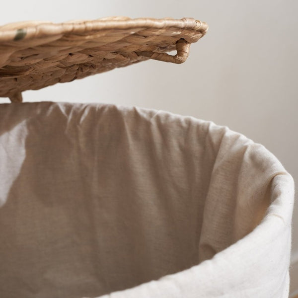 English Elm Ludmilla Water Hyacinth Woven Hamper with Lid Removable Liner Bohemian Storage B2765P523549
