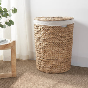 English Elm Ludmilla Woven Water Hyacinth Round Hamper with Lid Bohemian Storage Basket B2765P523550