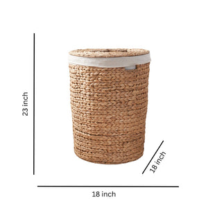 English Elm Ludmilla Woven Water Hyacinth Round Hamper with Lid Bohemian Storage Basket B2765P523550
