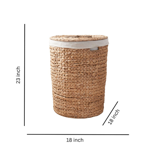 English Elm Ludmilla Woven Water Hyacinth Round Hamper with Lid Bohemian Storage Basket B2765P523550