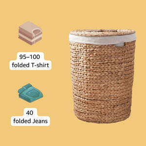 English Elm Ludmilla Woven Water Hyacinth Round Hamper with Lid Bohemian Storage Basket B2765P523550