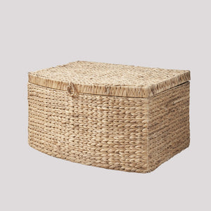 English Elm Ludmilla Water Hyacinth Woven Storage Trunk Bohemian Handcrafted Organizer with Handles B2765P523551