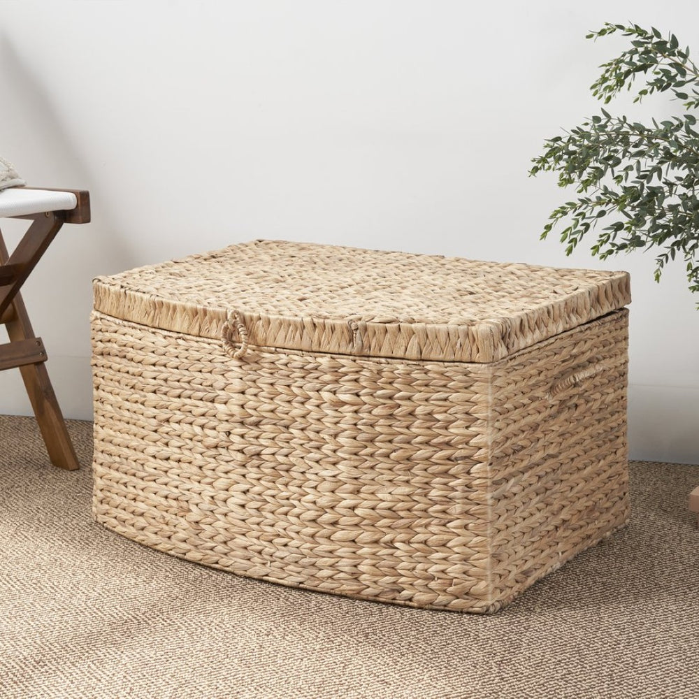English Elm Ludmilla Water Hyacinth Woven Storage Trunk Bohemian Handcrafted Organizer with Handles B2765P523551