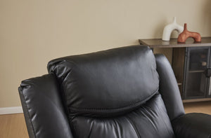 English Elm Black Air Leather Massage Recliner with Heating Vibration for Living Room Comfort B2766P488712