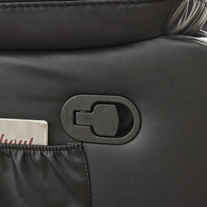 English Elm Black Air Leather Massage Recliner with Heating Vibration for Living Room Comfort B2766P488712