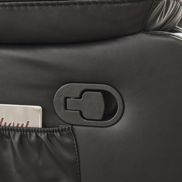 English Elm Black Air Leather Massage Recliner with Heating Vibration for Living Room Comfort B2766P488712