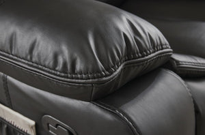 English Elm Black Air Leather Massage Recliner with Heating Vibration for Living Room Comfort B2766P488712