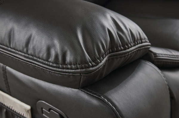 English Elm Black Air Leather Massage Recliner with Heating Vibration for Living Room Comfort B2766P488712