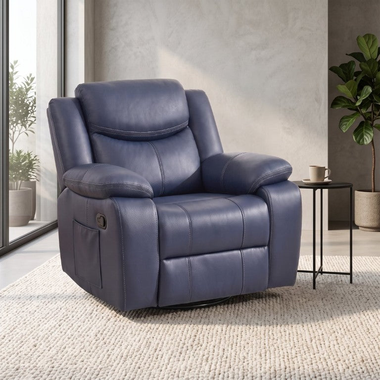English Elm Pu Faux Leather Swivel Recliner with 360 Rotation Overstuffed Armchair for Living Room B2766P587866