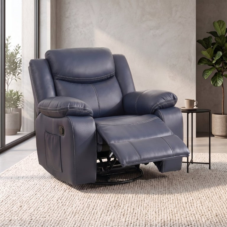 English Elm Pu Faux Leather Swivel Recliner with 360 Rotation Overstuffed Armchair for Living Room B2766P587866
