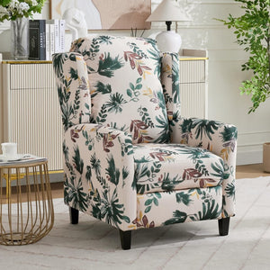 English Elm Wide Ribbed Power Recliner with LED Lighting and Cup Holders for Living Room Green Polyester Blend B2766P587920
