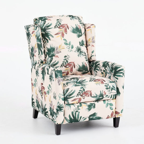 English Elm Wide Ribbed Power Recliner with LED Lighting and Cup Holders for Living Room Green Polyester Blend B2766P587920