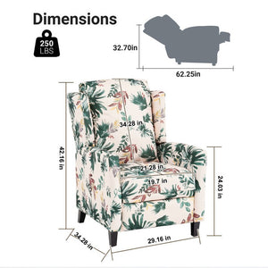 English Elm Wide Ribbed Power Recliner with LED Lighting and Cup Holders for Living Room Green Polyester Blend B2766P587920