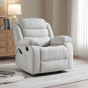 English Elm 37 Inch Polyester Blend Manual Recliner with Massage Heat and Thick Foam Cushioning B2766P595485