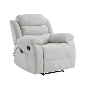 English Elm 37 Inch Polyester Blend Manual Recliner with Massage Heat and Thick Foam Cushioning B2766P595485