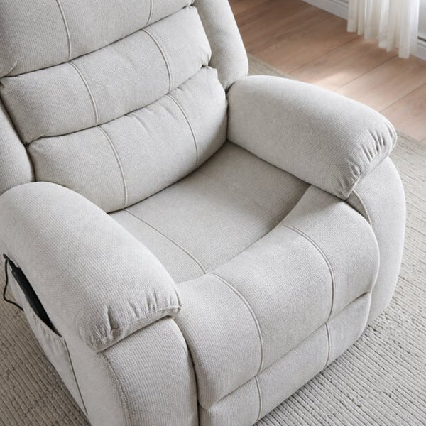 English Elm 37 Inch Polyester Blend Manual Recliner with Massage Heat and Thick Foam Cushioning B2766P595485