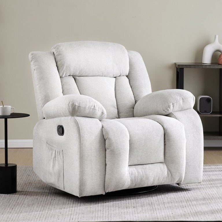 English Elm Swivel Manual Recliner Chair with 360 Degree Base Zero Wall Clearance Pillow Arms B2766P595516
