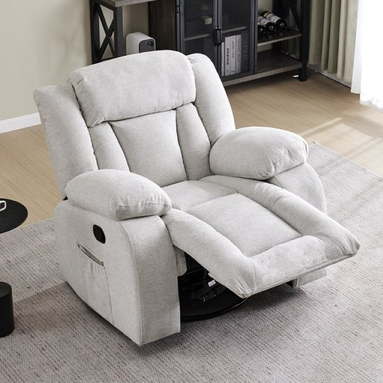 English Elm Swivel Manual Recliner Chair with 360 Degree Base Zero Wall Clearance Pillow Arms B2766P595516